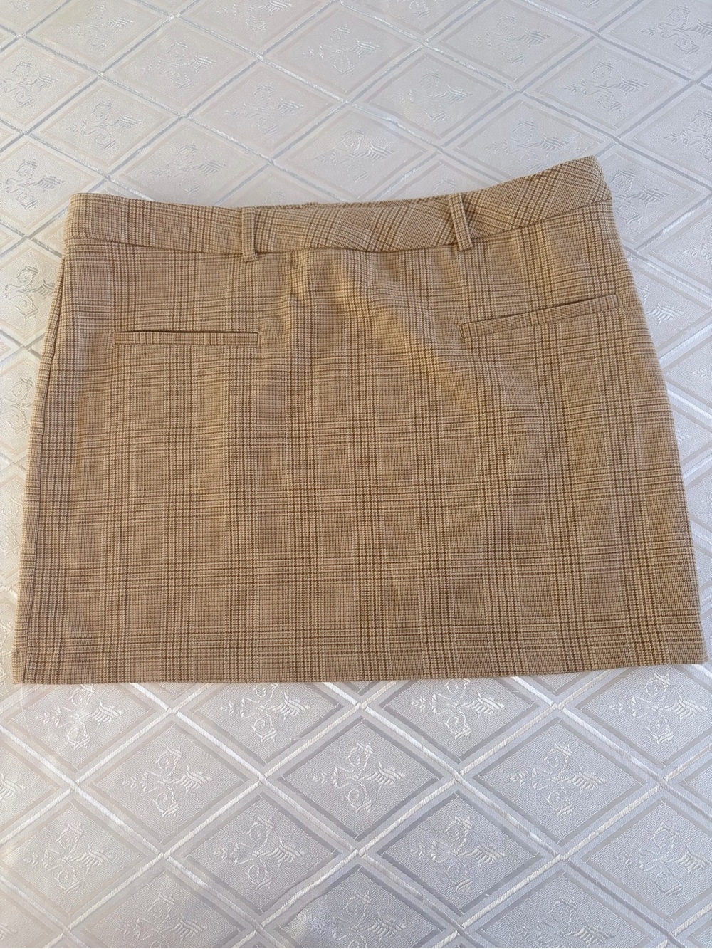 Tan Plaid Mini Skirt
